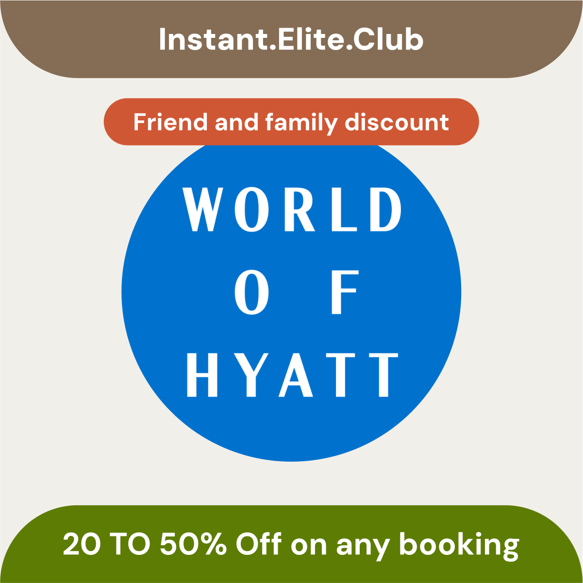 Hyatt, Friends and Family rate, Hyatt Discount, Valid 3 months, 50% Off